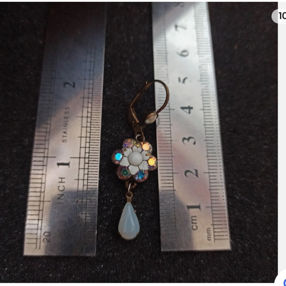 Michal Negrin Earrings Flower Teardrop & Swarovski Crystal - Picture 11 of 11